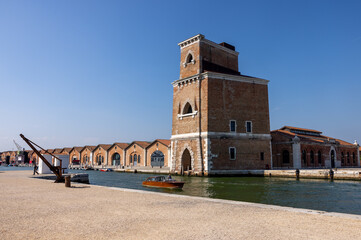 View of Venetian Arsenal (Arsenale di Venezia) a complex of former shipyards and armories, Venice,...