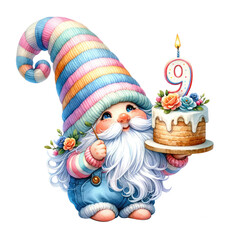 Naklejka premium Cute gnome birthday