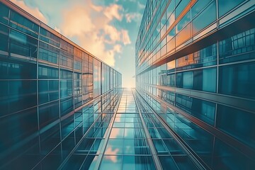 Fototapeta na wymiar Urban Majesty: Revealing the Majesty of an Office Building from Below