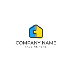 Simple Puzzle Home Logo Template Icon Vector