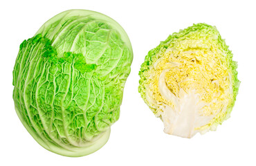 Savoy cabbage slices isolated on a white background