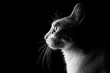 cat silhouette in black background