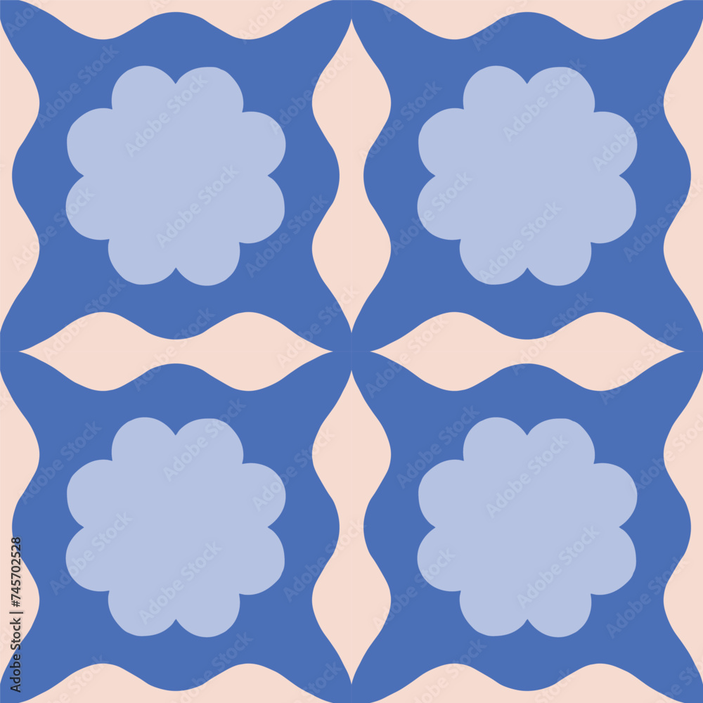 Wall mural abstract seamless pattern with square repetitive tile in retro style. beautiful vector geometrical t