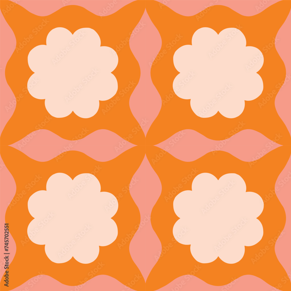 Wall mural abstract seamless pattern with square repetitive tile in retro style. beautiful vector geometrical t