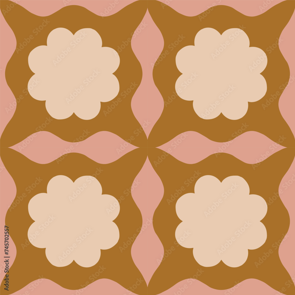 Wall mural abstract seamless pattern with square repetitive tile in retro style. beautiful vector geometrical t