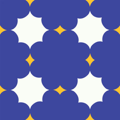 Beautiful seamless pattern with geometric shapes in retro style. Vector texture in classic ceramic tile style. Modern geometry background in vintage style.