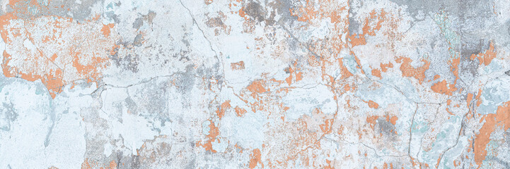 Vintage wall texture. Rough surface of the plastered concrete wall of the building. A pattern with many cracks and old faded peeling paint. Perfect for background and design. Closeup.