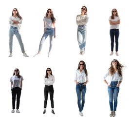 Obraz premium Woman model set collection in 3d png transparent no background for product presentation.