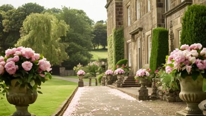 Wedding decoration with peonies, floral decor and event celebration, peony flowers and wedding ceremony in the garden, English country style