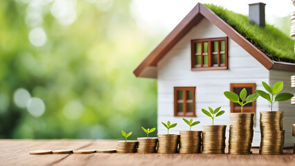 wooden house with grass and flowers