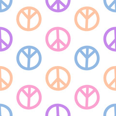 Seamless pattern with colorful peace symbols