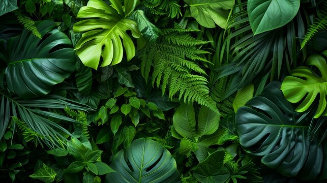 Experience the lush beauty of nature leaves in a vibrant green tropical forest