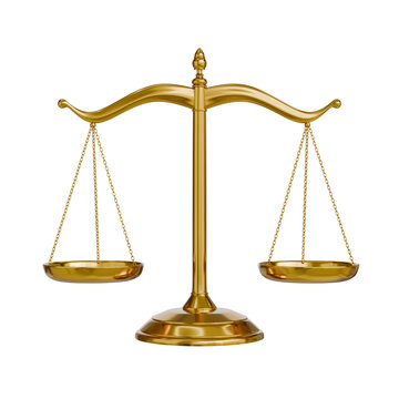 gold scale balance law weight isolated on white background 3d render element
