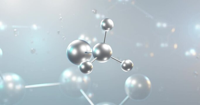 Bromomethane rotating 3d molecule, molecular structure of methyl bromide, seamless video