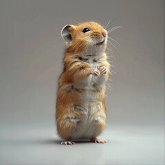 Adorable Hamster Tenderly Holding a Bouquet of Yellow Flowers - Generative AI