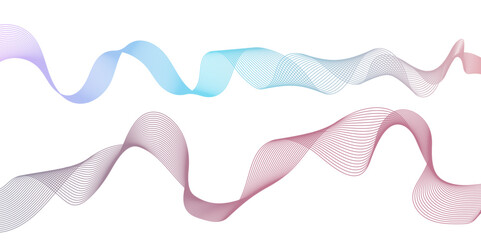 Wave of the many-colored lines. Abstract wavy stripes on a white background isolated. Creative line art. Simple Abstract flowing wave lines. Colorful shiny wave with lines created using blend tool. 