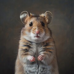 Adorable Hamster Standing Upright with an Endearing Expression - Generative AI