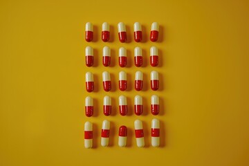 Minimalist Healthcare Concept with Red and White Capsules - Generative AI