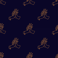Seamless pattern Hands with interlaced fingers Hand draw boho fantasy art for textile or t-shirt
