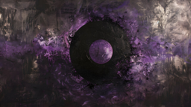 A abstract painting of a black hole in space