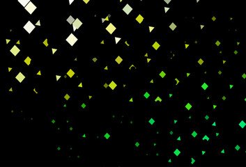 Dark green, yellow vector texture in poly style with circles, cubes.