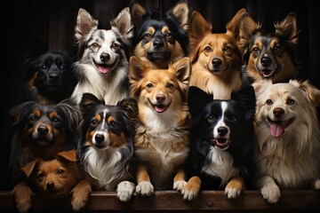 Joyful Canine Group Posing Together