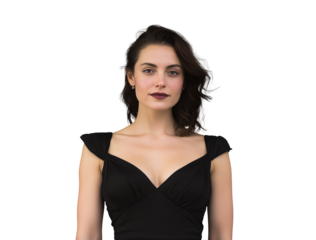 gorgeous elegant sensual woman wearing fashion black cocktail dress