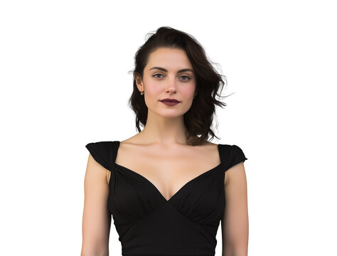 gorgeous elegant sensual woman wearing fashion black cocktail dress