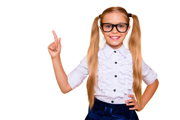 Answer analyze ponder question concept. Close up studio photo portrait of cute charming adorable...