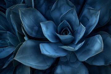 Experience the abstract beauty of a dark blue-toned agave cactus creating a unique natural pattern background