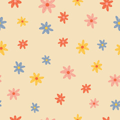 seamless pattern with small multicolored flowers