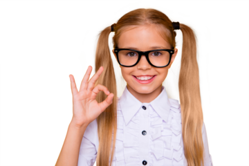 Fun joy enjoy like advert people person concept. Close up studio photo portrait of cute sweet lovely adorable cheerful with toothy smile girl making ok symbol isolated vivid shine background