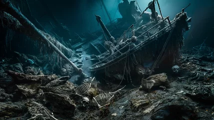 Fototapete Schiffswrack wreck of the ship under deep sea