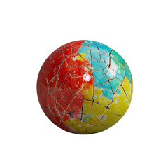 single colorful gumball with_a slight crack isolated on transparent background, png