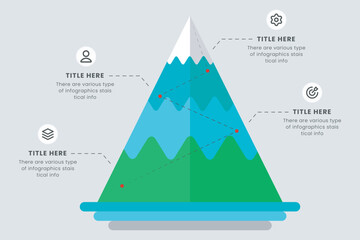 4 Steps to success mountain infographic design, Route to the top of mountain, Concept of Goal, Mission, Business mountain vector illustration,