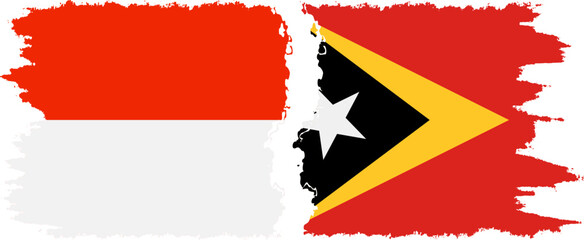 Timor-Leste - East Timor and Indonesia grunge flags connection vecto