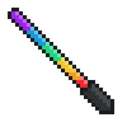 LGBT Pride Rainbow Lightstick, Pixel Art Icon, Isolated