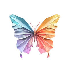 colorful origami butterfly isolated on transparent background, png