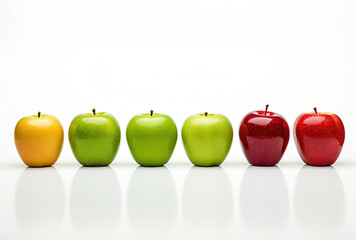 Row of Green and Red Apples