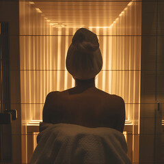 back of woman in spa salon, Generative AI