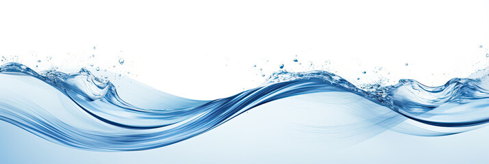 Blue Wave of Water on White Background