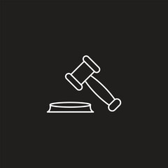 The judge gavel icon is isolated on a white background. Justice symbol modern, simple, vector, icon for Vector Illustration.	