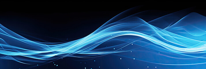 Blue Abstract Background With Waves and Stars