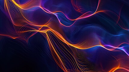 Fototapeta premium abstract background with waves of lines, Waves of dots and lines. Abstract background. Network connection structure.