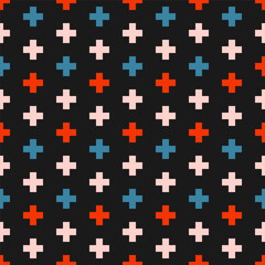 Seamless pattern with colorful plus symbols