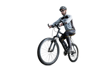 Obraz na płótnie Canvas Cyclist on a Mountain Bike Isolated from Background