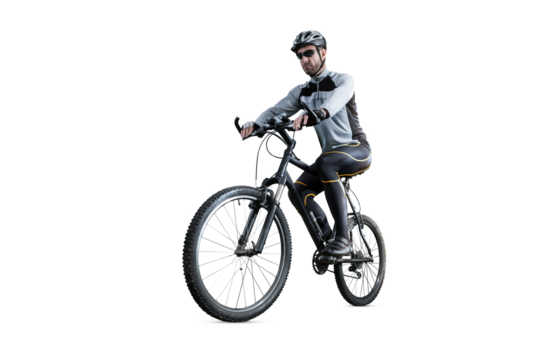 Cyclist on a Mountain Bike Isolated from Background