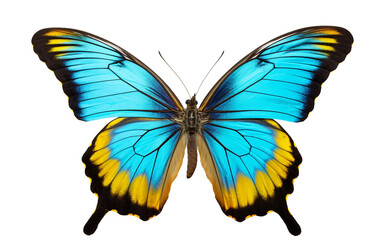 Vibrant Butterfly Species Native to Tropical Regions Isolated on Transparent Background PNG.