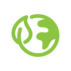 Planet earth with leaf vector icon. Environment friendly, eco and ecology symbol.