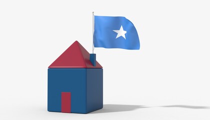 Casa 3D con bandiera al vento Somalia sul tetto